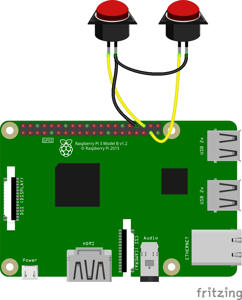 Câblage de la Raspberry Pi et des boutons