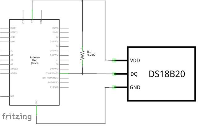 Schéma de Cablage DS18B20